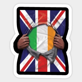 Ireland Flag Great Britain Flag Ripped - Gift for Irish From Ireland Sticker